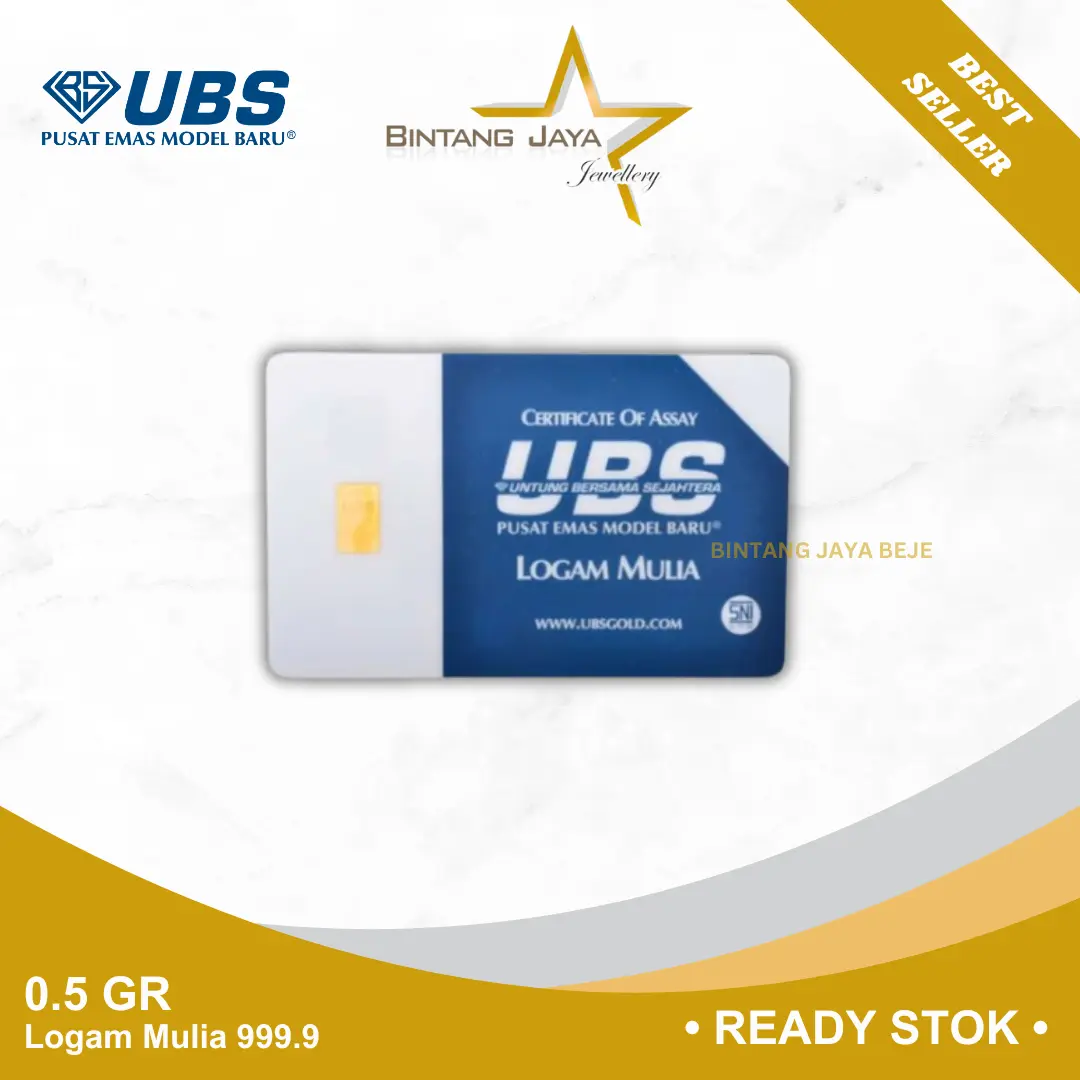 Logam Mulia Emas UBS Gold 0.5 gr gram GoldBar Kadar 999.9 LM Sertifikat Mas UBS Batangan Bersertifikat SNI Kemasan Terbaru Medan