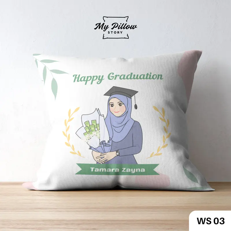 Bantal Custom Foto  Pillow Kado Graduation Wisuda 40cm Kain Lembut 2
