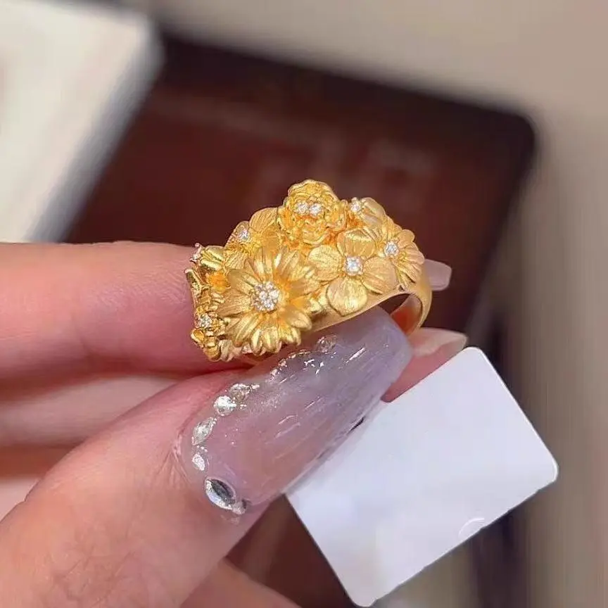 Nhẫn Nữ, Thổ Cẩm Hoa, Cùng Phong Cách Với Cửa Hàng Vàng, Giá Cả Phải Chăng, Sang Trọng, Cao Cấp, Thích Hợp Cho Kiểu Đám Cưới, Nhẫn Độ Tinh Khiết