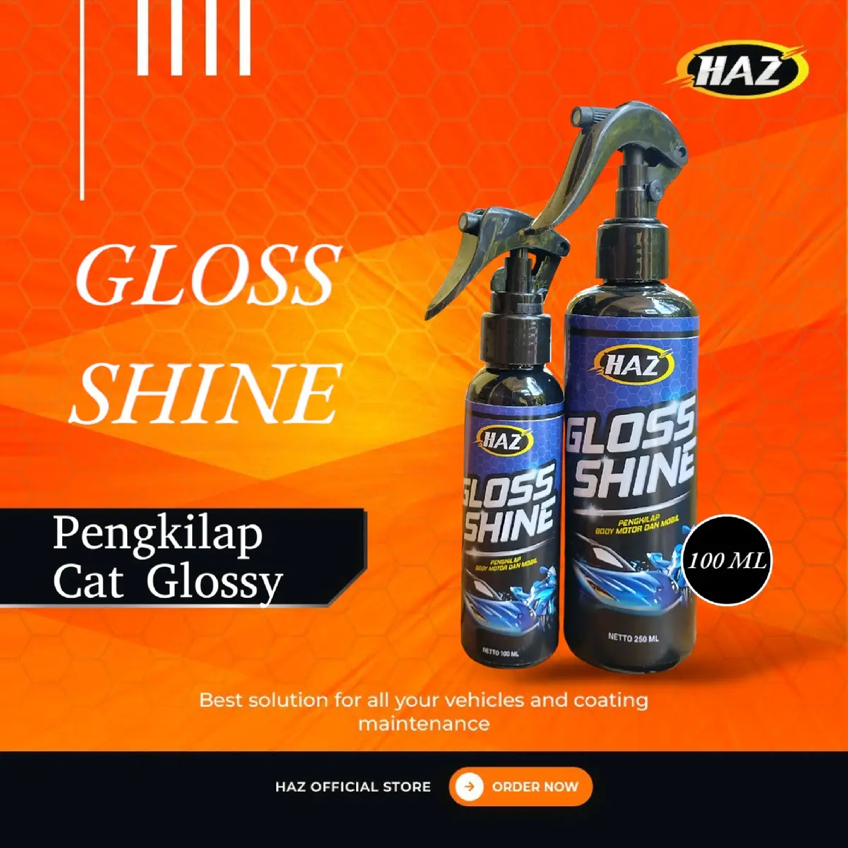 Gloss shine | pengkilap cat glossy | pengkilap body kendaraan mobil dan motor cat glosy kemasan 100ml Car Paint