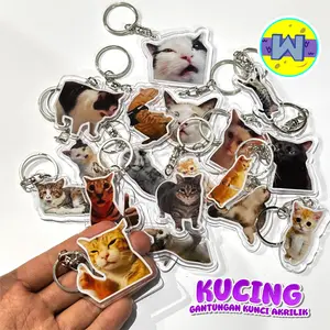GANTUNGAN KUNCI MEME KUCING AKRILIK  KEYCHAIN LUCU MEME CAT AKMAL