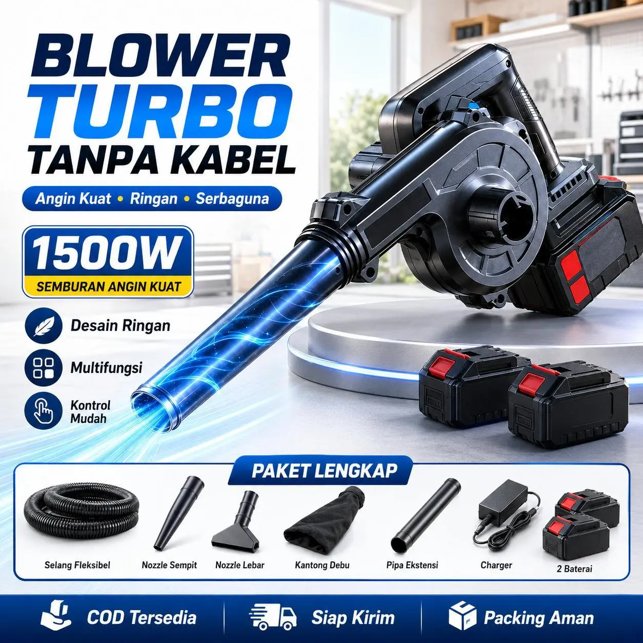 COD Mesin Blower Cordless Baterai 680V 2 IN 1 Meniup dan Menghisap Blower Tangan Portable Alat Pembersih Untuk Rumah dan Bengkel