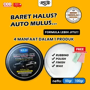 RS31 Scratch Remover Compound 4in1- Kompon Penghilang Baret Car Body Mobil Motor Helm Goresan Paint Penghilang Baret & Swirl Mark Super Ampuh Hasil Lebih Maksimal 50gr 100gr 200gr Free Lap Microfiber