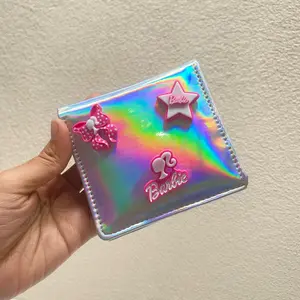 Dompet Lipat Wanita Hologram/Dompet Kartu Motif Barbie/Dompet Kartu Mini