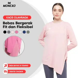 Monexo - Baju Olahraga Wanita Lengan Panjang Kaos Running Gym Yoga Run13 Sport
