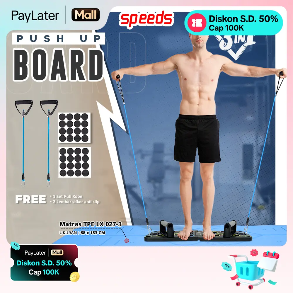 SPEEDS Push Up Board 11 Lubang Papan Push Up Portabel Alat Outdoor Otot 069-6