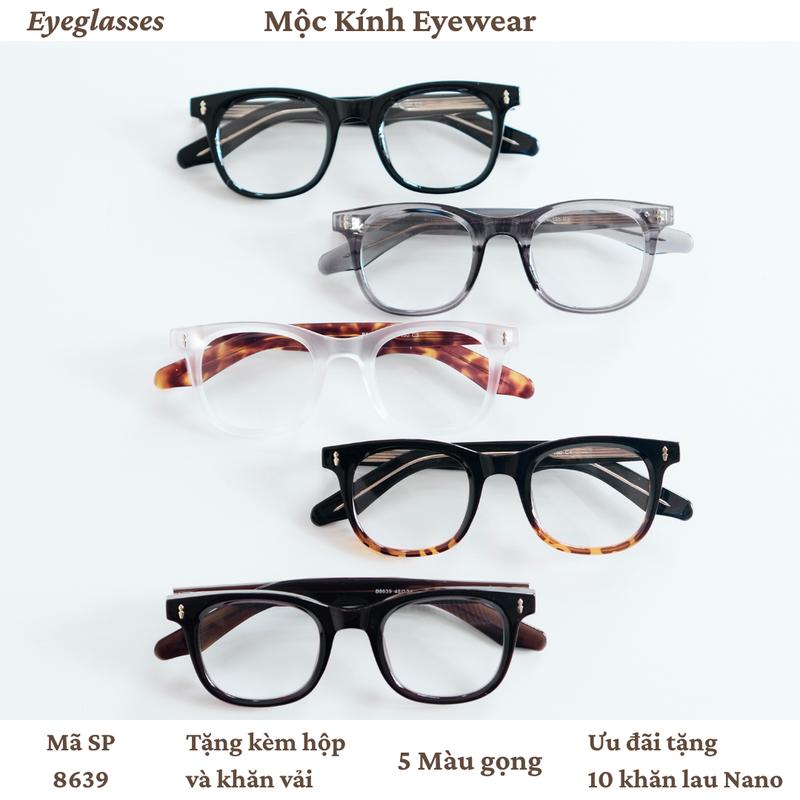 Gọng kính mắt oval thời trang nam nữ 8639 5 màu chất liệu nhựa cứng cáp dáng dày thanh lịch và sang trọng Mộc Kính
