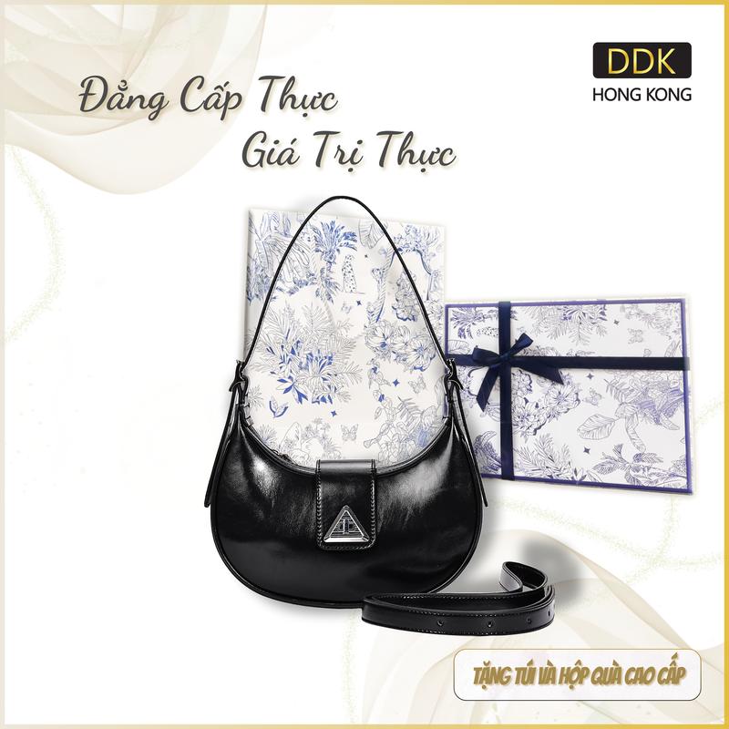  DDK S55103 Túi Xách Bán Nguyệt Nữ Da Cao Cấp Công Sở Đi Làm Đi Tiệc Chính Hãng DDK HONG KONG full box đỏ đô hot trend đeo vai sang chảnh set túi hộp quà xịn tặng cô giáo 