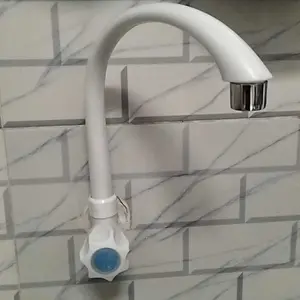 CAB Kran Wastafel PVC Model Angsa Mahkota – Handle Belimbing, Kran Cuci Piring Plastik, Warna Biru, Anti Karat, Lucu & Awet Buat Dapur - Air