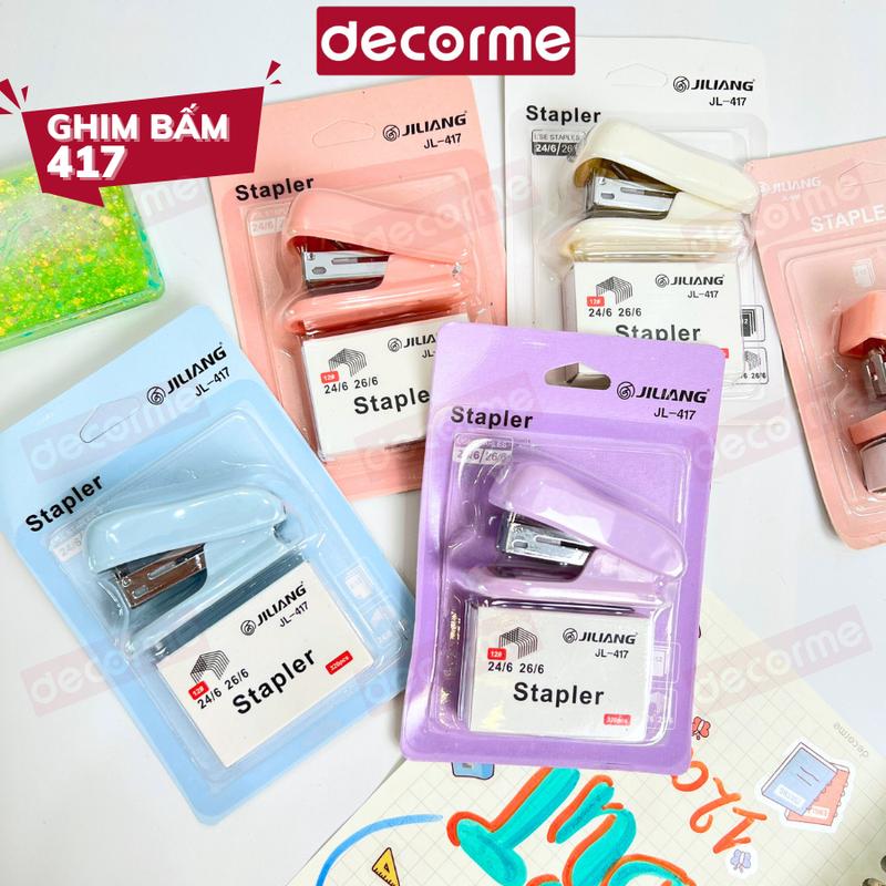  Máy Dập Ghim Bằng Tay Mini 417 Decorme Nhiều Màu Pastel Kẹp Ghim Bấm Giấy Dễ Thương Cho Học Sinh Và Văn Phòng 
