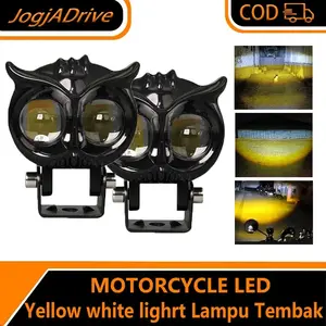 Lampu Tembak Motor Mobil LED 2 Warna burung hantu lampu kuning dan putih Mobil untuk Aksesori Lampu Sorot Tambahan / lampu sorot mobil super terang sepeda motor LED /burung hantu Lampu Tembak LED / super terang