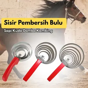 6 Putaran Sisir Pembersih Bulu Sapi, Kerbau, Kuda dan Kambing,Besi tahan karat Sikat Wol Alat pembersih sapi
