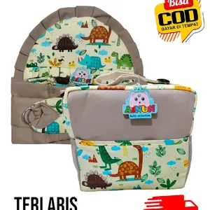 Paket Dino 2 in 1 Tas Boneka Dan Gendongan Samping Topi Boneka Bayi Bag