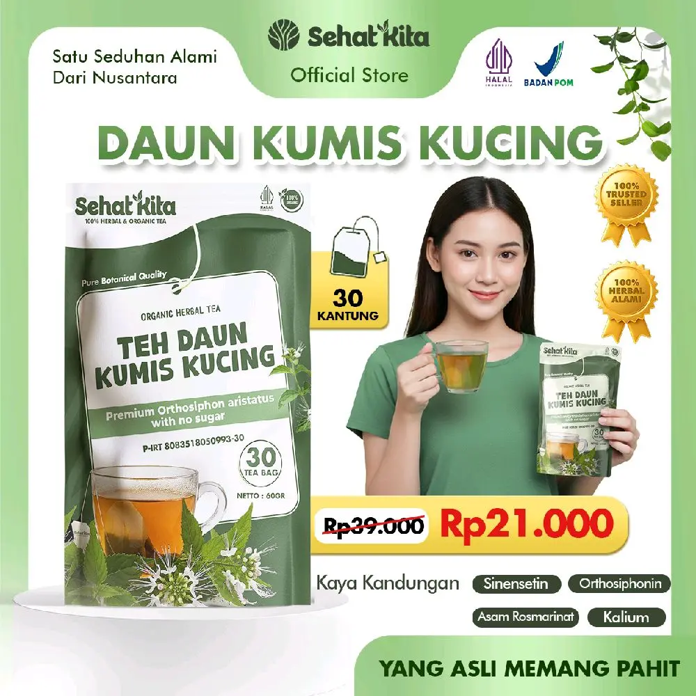 Teh kumis kucing original isi 30 tea bag