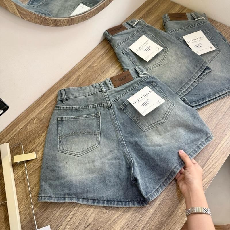 [S64] Quần short jean nữ lưng cao thêu túi sau