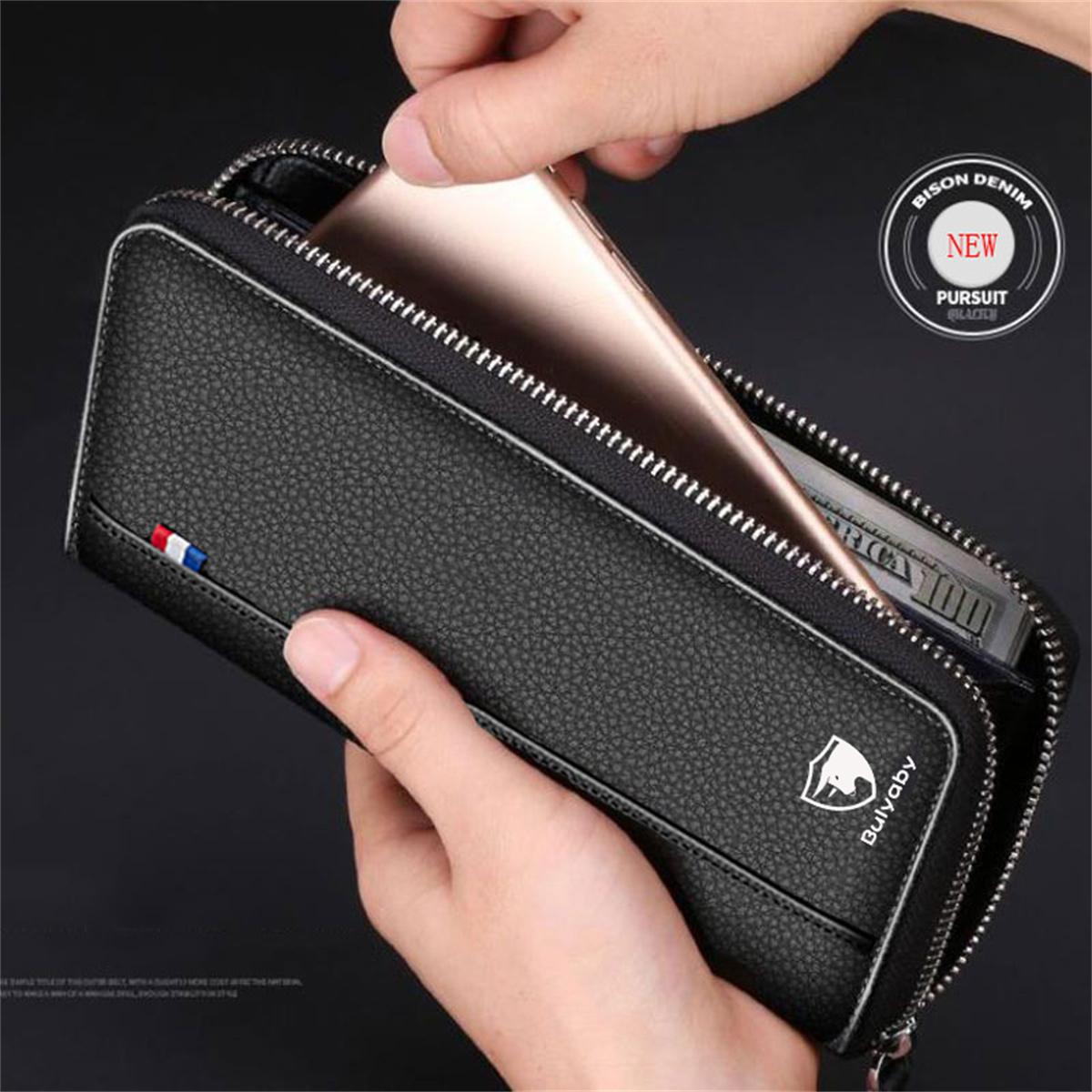 Dompet Zip Kulit Tulen Lelaki Pegang Tangan Berbilangfungsi Kapasiti Besar Dompet Panjang Sedia untuk Dihantar Penghantaran 24 Jam