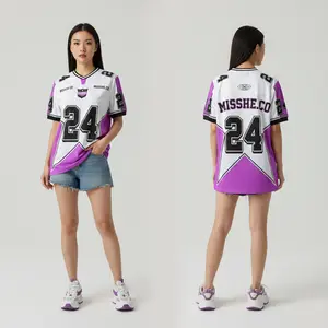 MISSHE - Kaos Jersey Full Printing 24 MS Purple Stars April Viral Cewek Cowok Kaos Cewe Dryfit Milano Jersey Dryfit Sport Vintage Number Jersey Lakkers Retro Terbaru Unisex