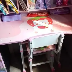 Meja Belajar Anak Set Kursi Meja Tulis Anak Meja Sekolah Set Kursi + Rak Buku Tinggi Dapat Diatur Kaki Besi Multifungsi Mudah Dipasang Untuk Anak Laki Laki Perempuan SD SMP 5-16 Tahun Meja Les Meja Ngaji Untuk Rumah Tangga