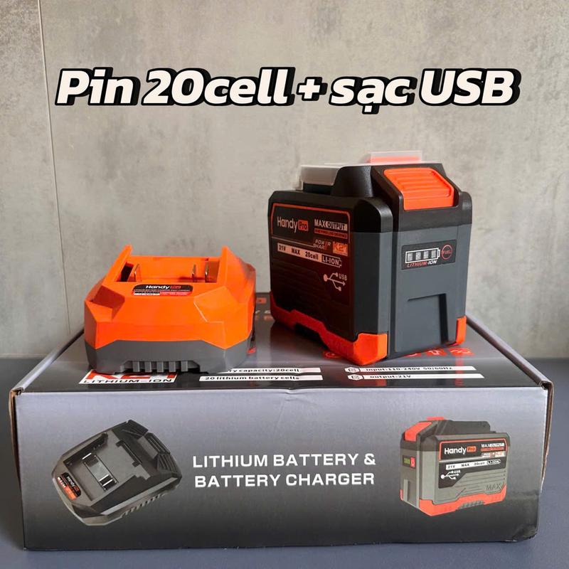 NCK combo pin 20Cell HANDY và sạc USB Chân Pin Phổ Thông Sạc Tự Ngắt Khi Đầy Tương Thích Với Nhiều Loại Máy Khoan Bắt Vít