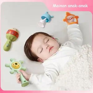 Mainan Bersuara untuk Bayi - Mainan Edukasi dengan Bunyi, Cahaya, dan Goyangan, Teether Silikon Food Grade Aman untuk Mulut Bayi 3+ Bulan