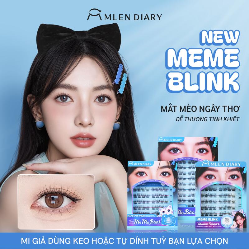 【New Mlen Diary - Mi Meme Blink – Mi giả Mi cụm Mi long lanh đáng yêu không cần keo,mi tiệc ánh nhìn long lanh mi nhẹ mượt mi xinh xắn mắt to tròn mi đi chơi makeup lấp lánh - Blingbaby series