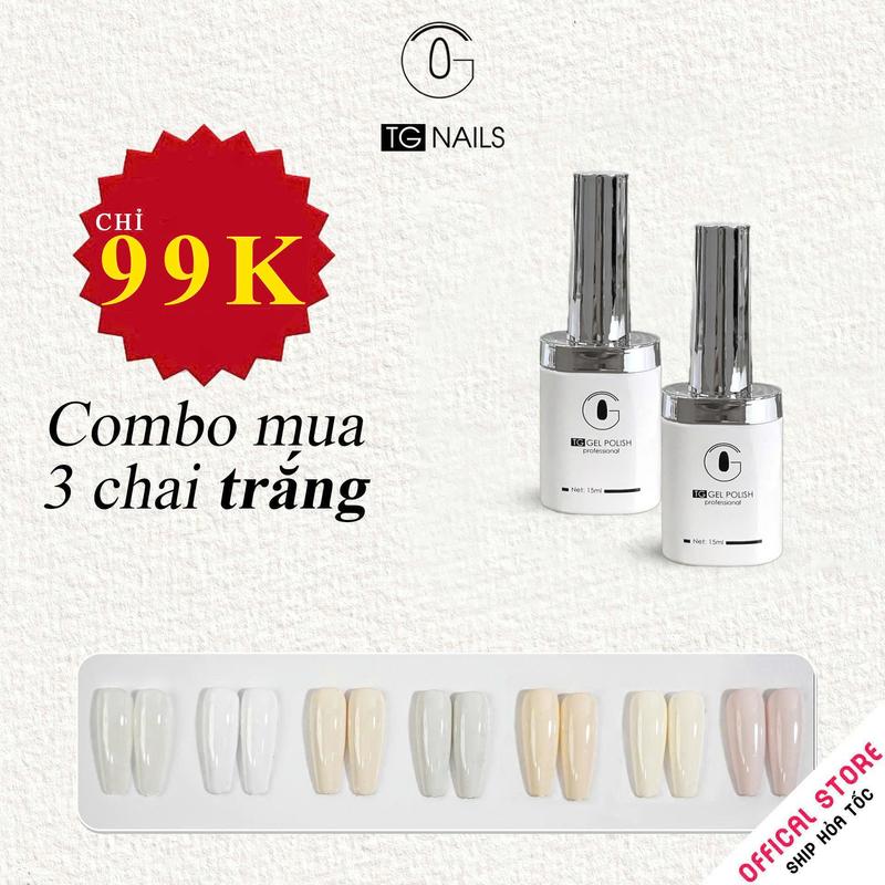 Sơn gel trắng TG cao cấp cọ tròn made in Việt Nam chai 15ml chọn lẻ 
