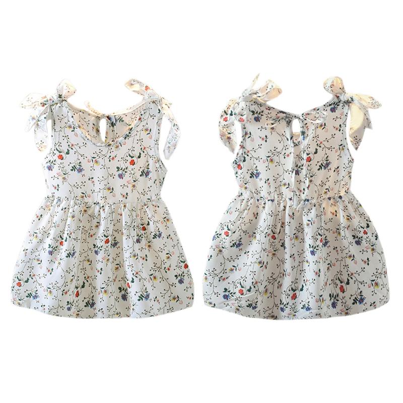 Product Introduction of Summer Casual Baby Girls Floral Pattern Strap Dress Cotton Kids Toddler Sleeveless Pageant Sundress 15