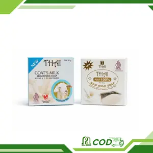 THAI Sabun Mandi Susu Kambing & Susu Beras 50g - Pembersih & Pencerah Alami BPOM Original - Sabun Mewah dengan Ekstrak Alami untuk Kulit Halus dan Lembut