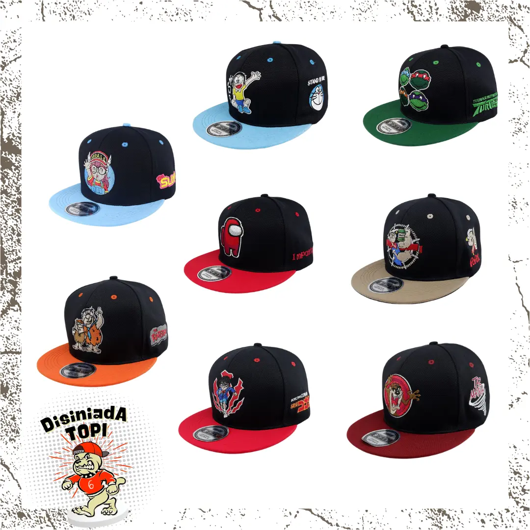 Topi Distro Snapback 2 Warna Bordir Karakter Pria dan Wanita Premium Quality