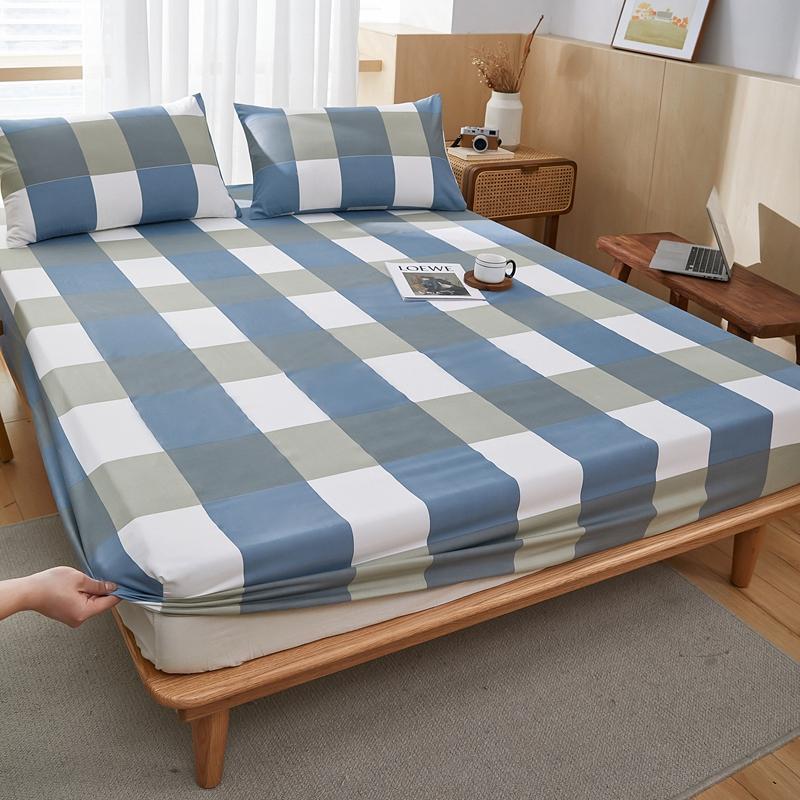 Product Introduction of Dreamy Living Plaid Striped Bedsheet,Multi Patterned Bed Sheet,Breathable Fitted Bedsheet 5 Sizes,Comfortable Mattress Cover 11