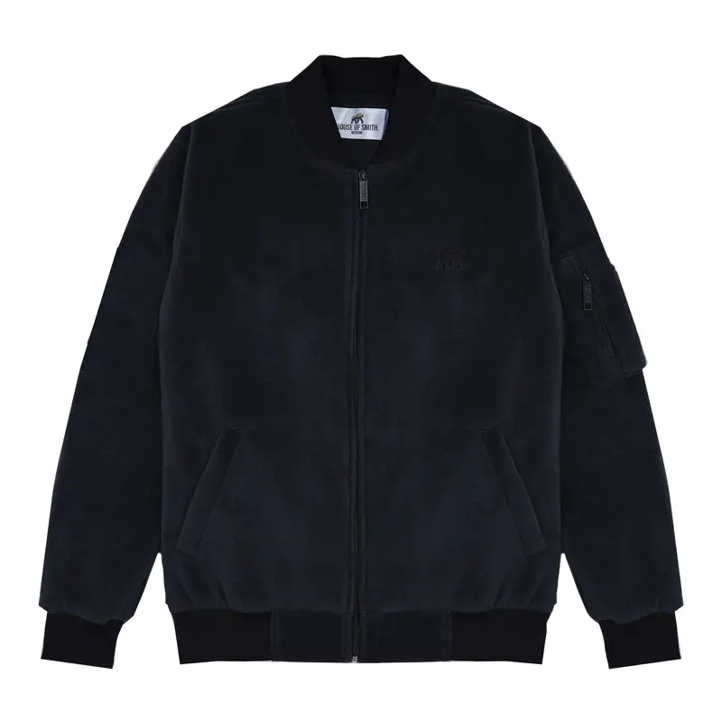 House of Smith Bomber Jacket Bomen Black #5 - Jaket Bomber Pria Hitam