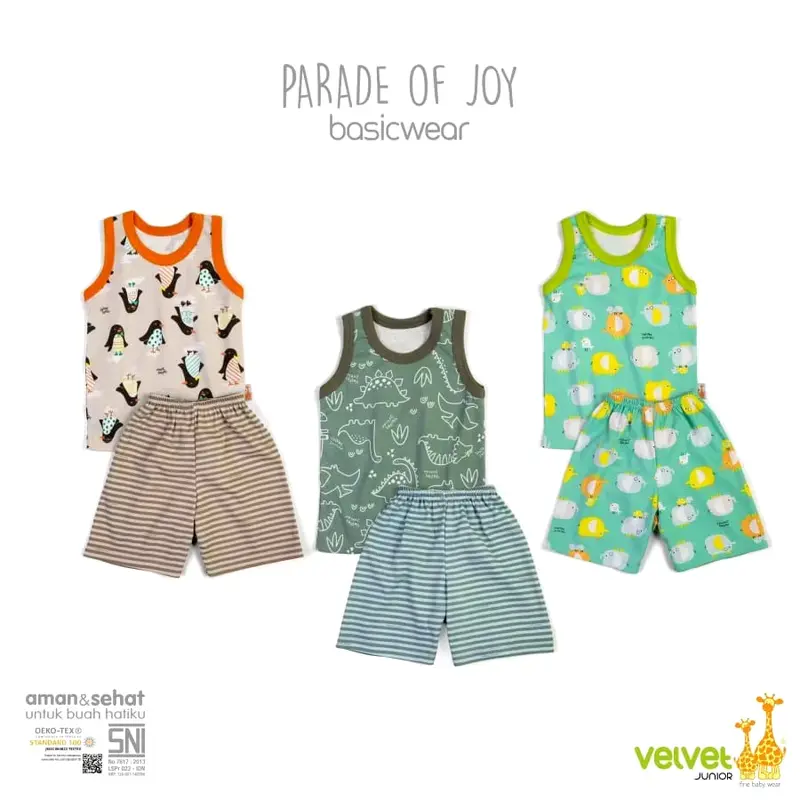 Velvet Junior Setelan Singlet Celana Pendek 3 Stel 1