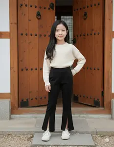 Celana Cutbray Anak Perempuan 5-8th Model Kekinian Belah Tengah Terbaru Dan Terlaris Bahan japan knit