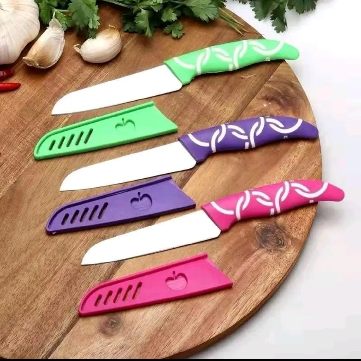Pisau Tajam Sarung Apel Lengkap Motif Garis Kitchenware