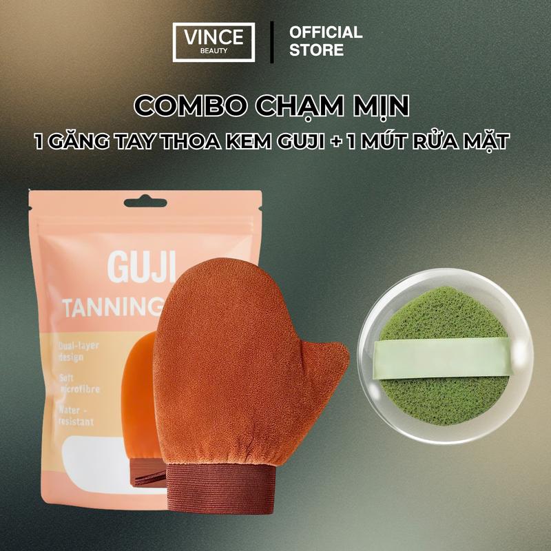   COMBO CHẠM MỊN  Găng Tay Thoa Kem GUIJI Đều Lớp Kem Chống Bết Dính Bông Mút Rửa Mặt Bọt Biển Hình Giọt Nước Làm Sạch Sâu Da Mặt 