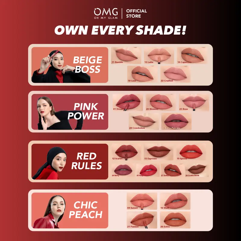 [SPECIAL DESSERT EDITION] OMG OH MY GLAM Mattelast Lip Cream 28 Cromboloni 2.9 g -  Lip Cream Matte Dengan Warna Intense, Tahan Lama & Ringan 3