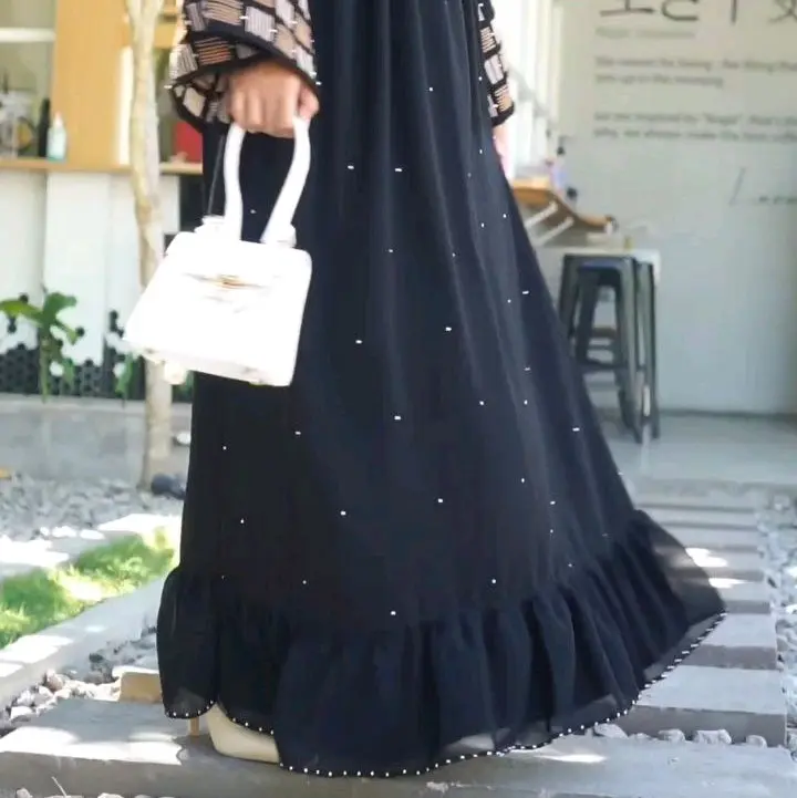 Abaya SHEFNA Hitam Bordir Busui Dress maxi gamis wanita muslimah lebaran murah elegant remaja kekinian lokal 7