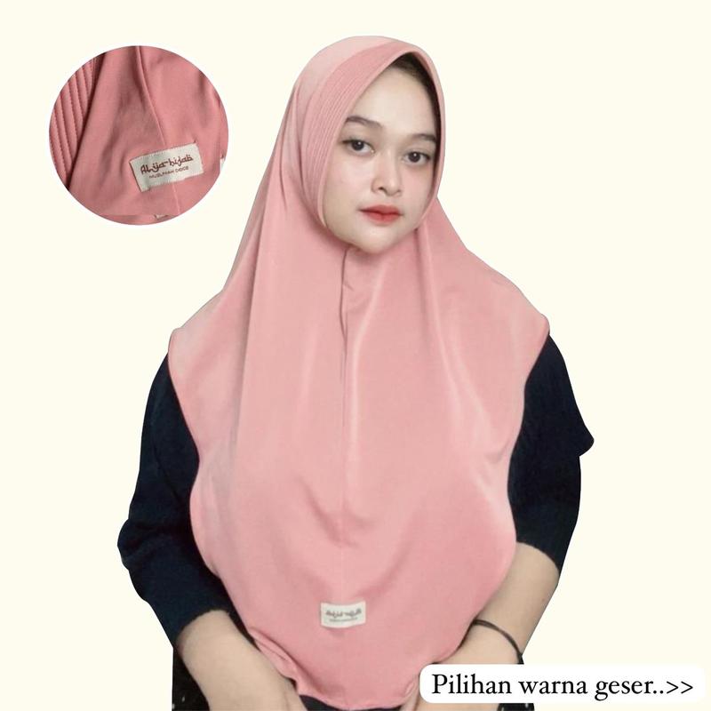(PAKET 3 PCS) Bergo hamidah jersey akrilik size L Embos Jilbab Hitam Lembut 5