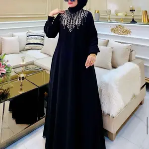 COD - Ayra Dress Bahan Ceruty bebydoll Full Furing Warna Hitam Putih Kuning Plum Grey Gamis Bordir Terbaru 2024 Dress Simple Elegan Muslim Kondangan Kancing Mewah