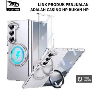 DWINR Casing HP Case Design for Samsung Flagship Z Fold 3 Z Fold 4 Z Fold 5 Z Fold 6 Z Fold 7 Case Clear HD Kick Stand Magsafe Case Premium Full Cover Transparan Ring Stand Magnetic Anti Shock Anti Fall