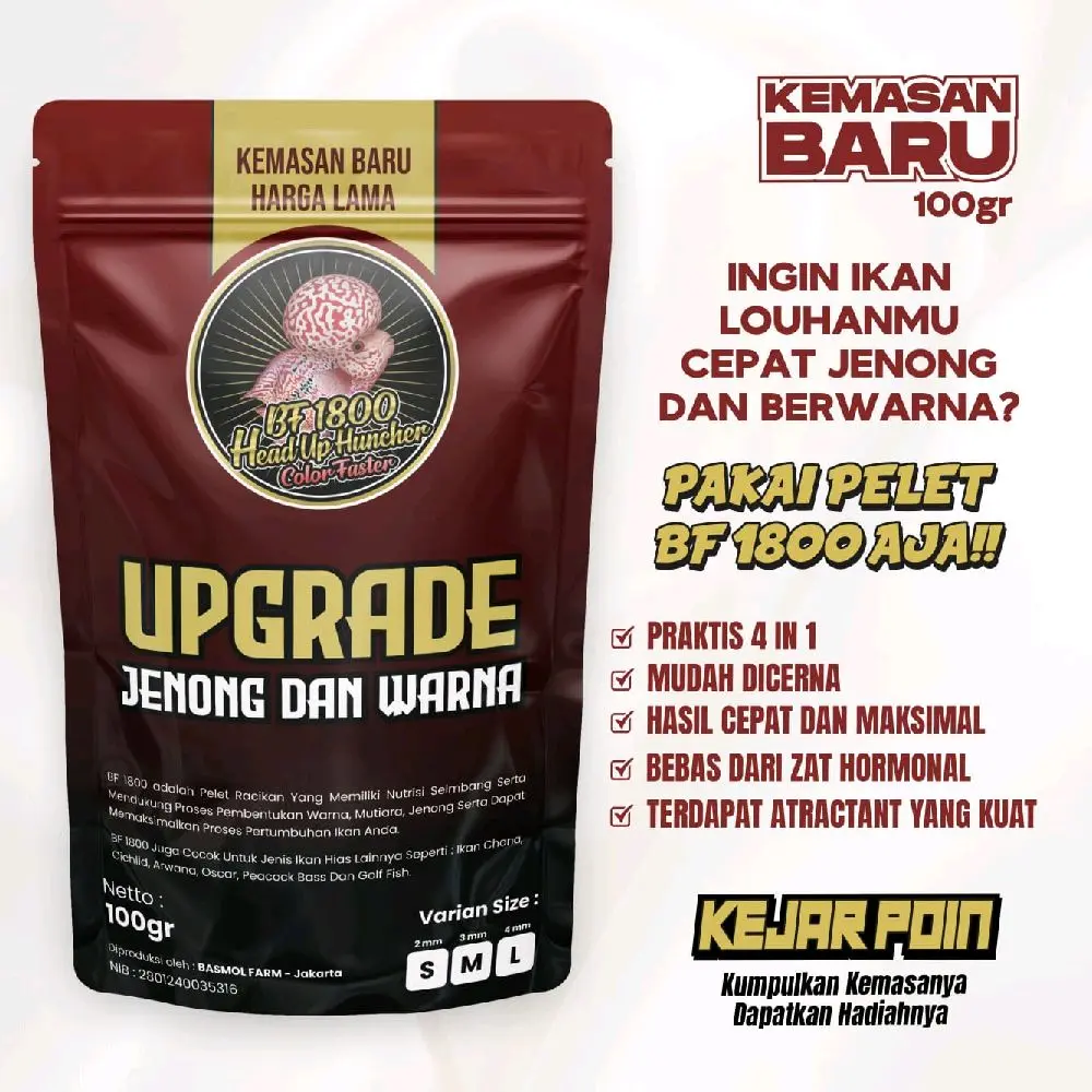 pelet pakan ikan hias louhan lohan bg 1800 head louncher