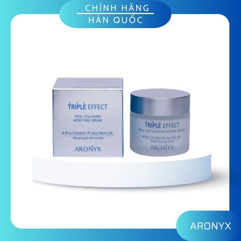 KEM DƯỠNG Triple Effect Real Collagen Moisture ARONYX 50ml-Hổ trợ cấp ẩm làm trắng giảm nếp nhăn và mờ thâm nám tàn nhan