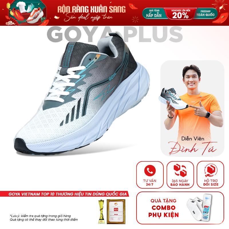  Giày Thể Thao Chạy Bộ Goya Plus Năm 2025 Xám Trắng - Siêu Nhẹ Siêu Êm Phù Hợp Cho Nam Nữ Đi Bộ Sneaker Tập Chạy Bộ Tập Thể Dục 