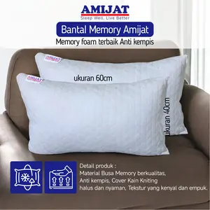 Amijat -  Bantal Hotel 2pcs Full Busa Memory Kain Knitting Bed Busa Bantal Tidur Dewasa isi bantal memory foam