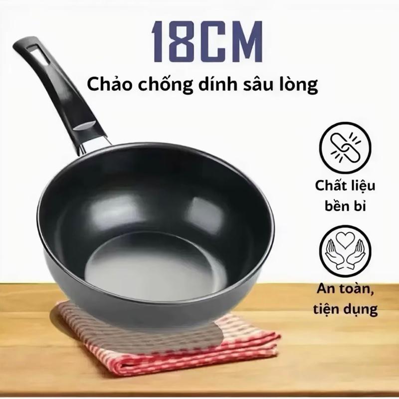 (Trợ giá) Chảo chống dính sâu lòng size 18cm siêu bền, sử dụng đa dạng bếp