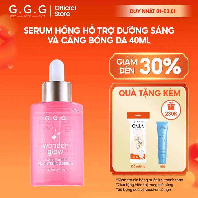   KOL  Serum Hồng Hỗ Trợ  Dưỡng Trắng Căng Bóng Ẩm Mượt 37% Hoa Hồng Damask 5% Niacinamide HA - G.G.G Wonder Glow Brightening Serum 40ml 