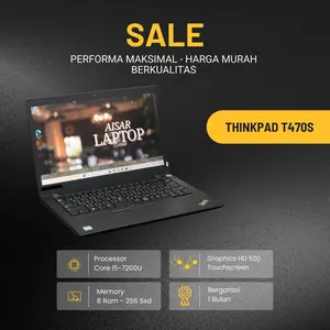 ThinkPad T470S Touchscreen Prosesor Core i5-7200U RAM 8GB SSD 256GB Graphics HD 520 Laptop Berkualitas