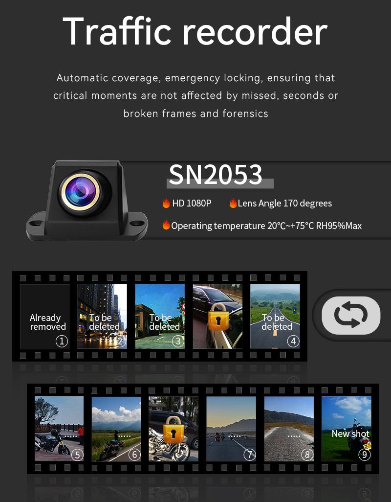 Product Introduction of M6 Motorcycle Portable GPS Navigation Dash Cam Recorder Wireless Apple Carplay Android Auto 6.25 Inch Touch Screen IPX7 Waterproof Tire Pressure System TPMS Metal body 25