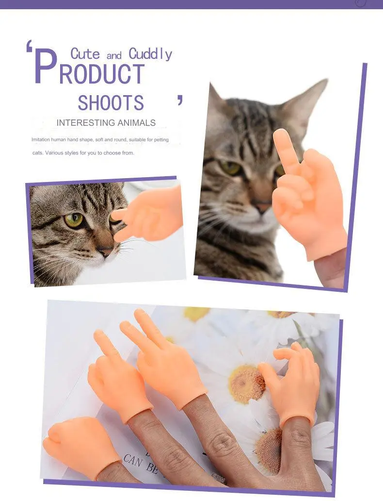 Small finger gloves to tease cats and pet cats plastic gloves rubber silicone massage left and right small hands funny toys