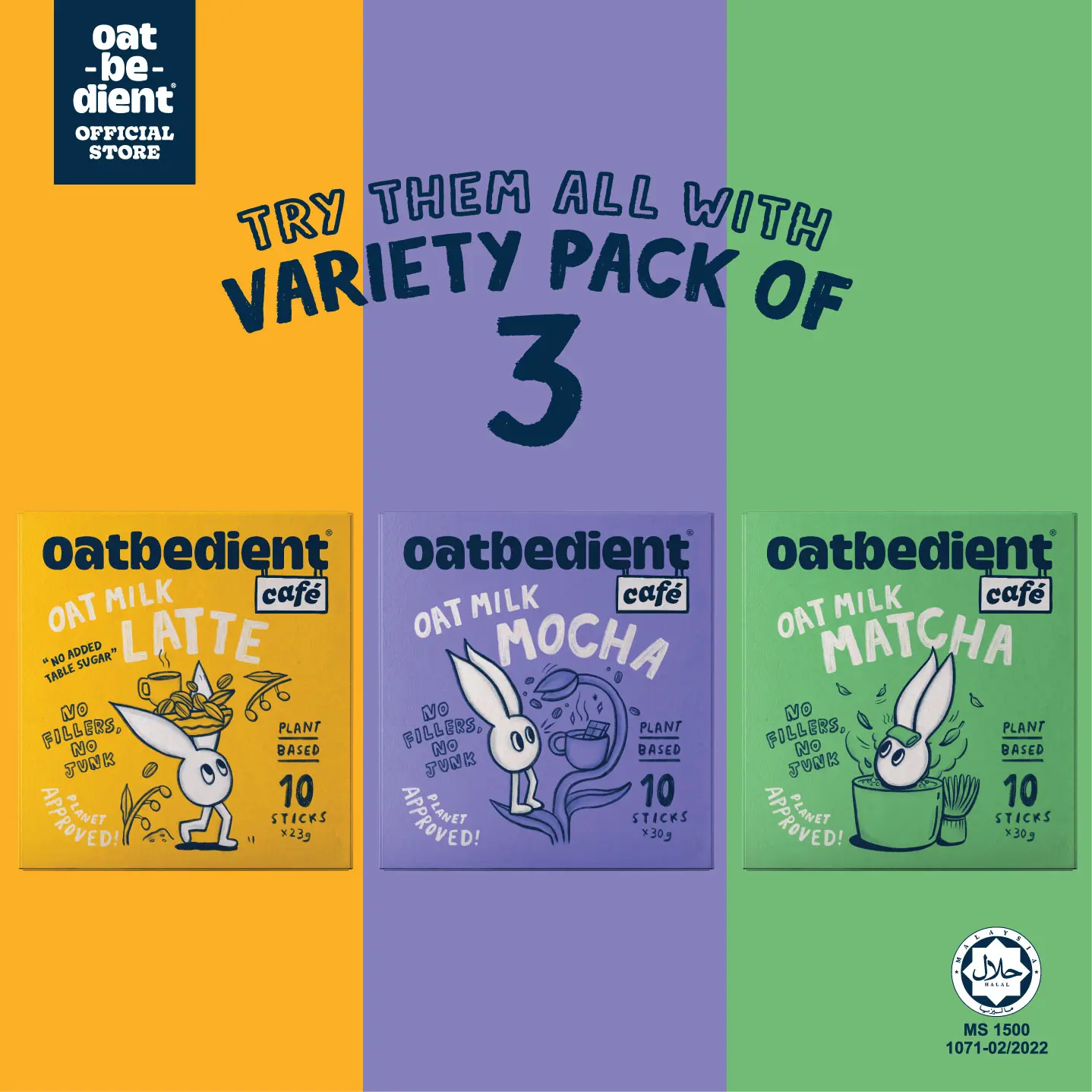 [Cuppa Trio Bundle] Oatbedient Oat Milk Cafe Series (10 x 23g/ 30g)